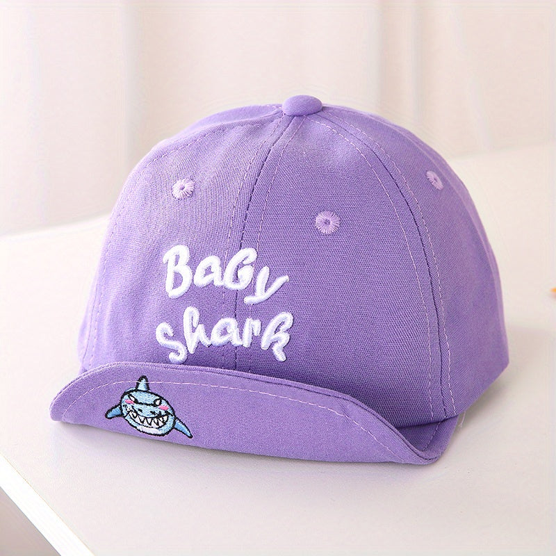 Shark Baby Embroidered Soft Brim Duck Tongue Cap
