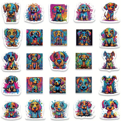 50 PCS Doodle Dog Stickers for Luggage Skateboard Phone Movable DIY Stickers