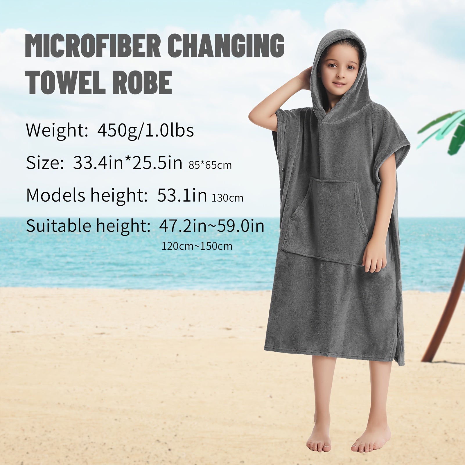 Kids Changing Towel Bathrobe Surf Poncho | Soft Hooded Swim Towel