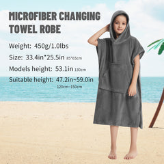 Kids Changing Towel Bathrobe Surf Poncho | Soft Hooded Swim Towel