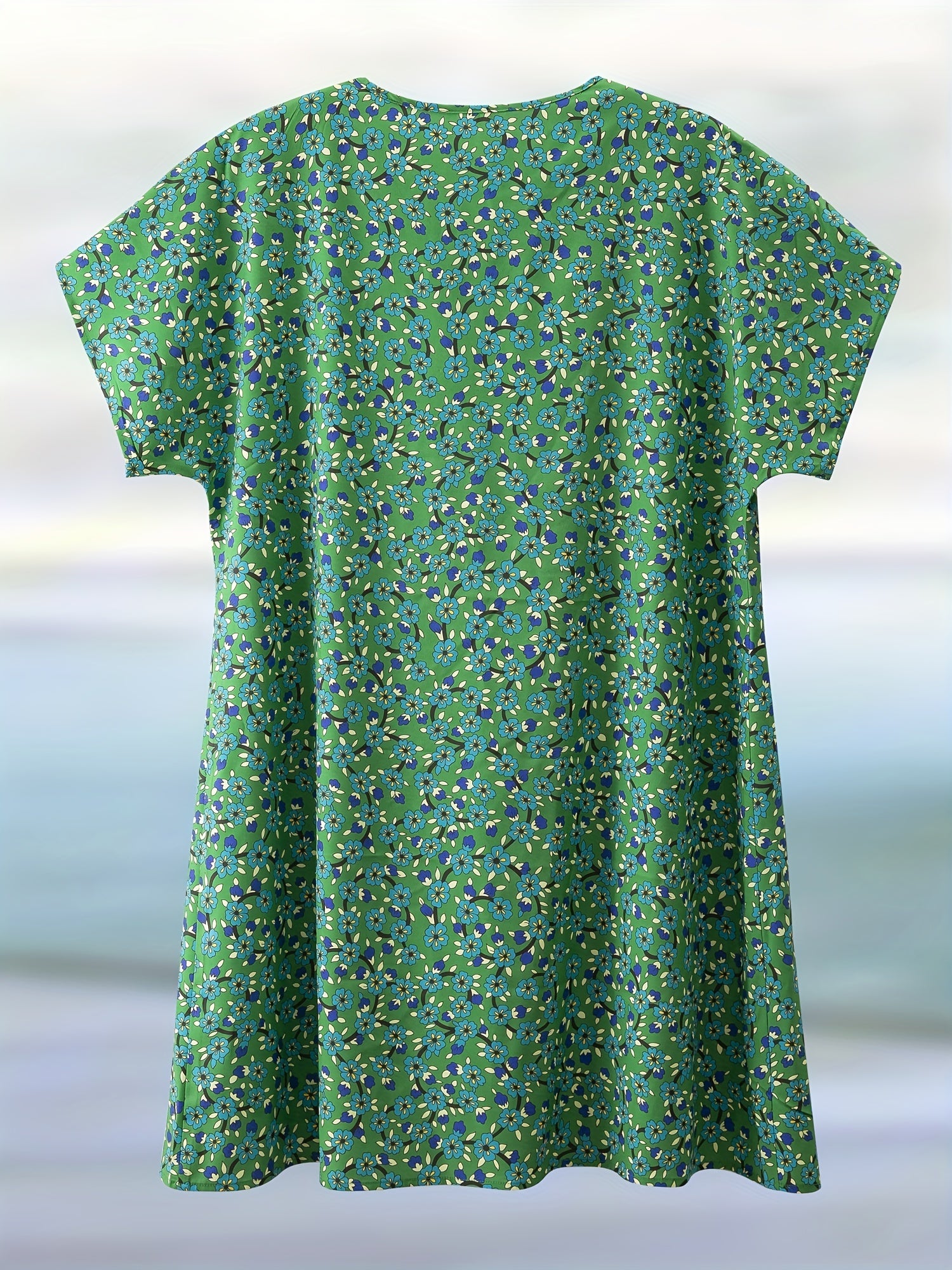 Floral Print V Neck Tee Dress