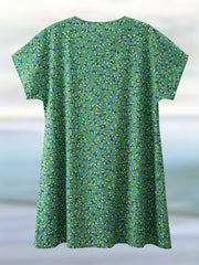 Floral Print V Neck Tee Dress