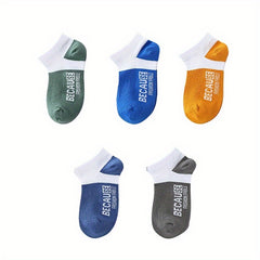 5 Pairs Boys Mesh Breathable Ankle Socks for Spring Summer