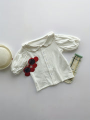 Toddler Girls Casual Blouse Button Round Collar Shirt