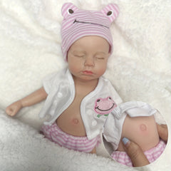 6" Reborn Baby Girl Doll Soft Silicone Lifelike Newborn with Pink Hat