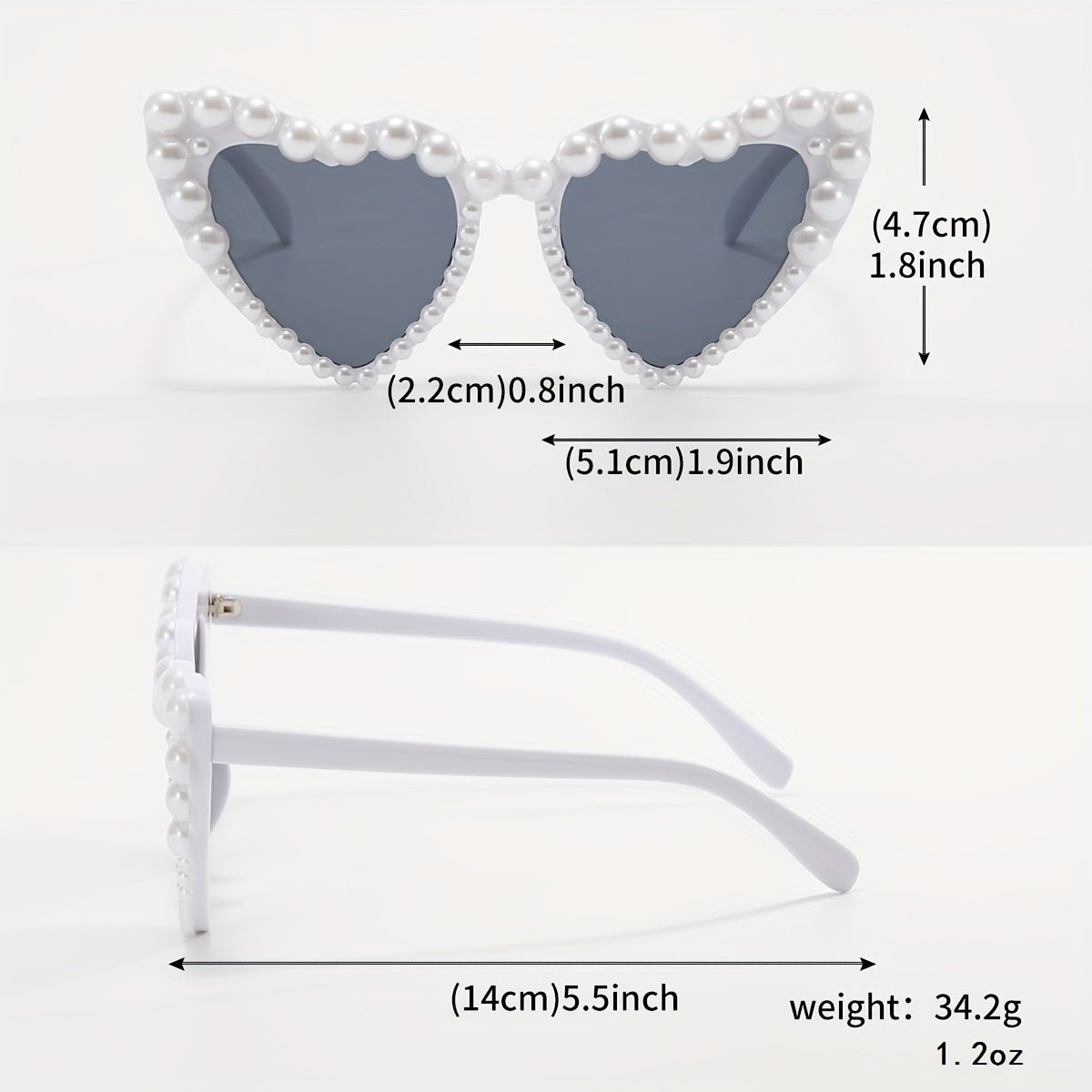 Heart Sunglasses Faux Pearl Decor Photo Prop Glasses