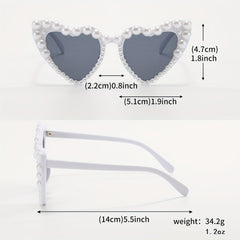Heart Sunglasses Faux Pearl Decor Photo Prop Glasses