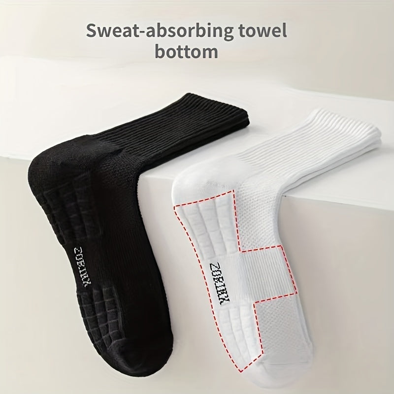 4 Pairs Men's Cotton Crew Socks Moisture Wicking Breathable Mesh