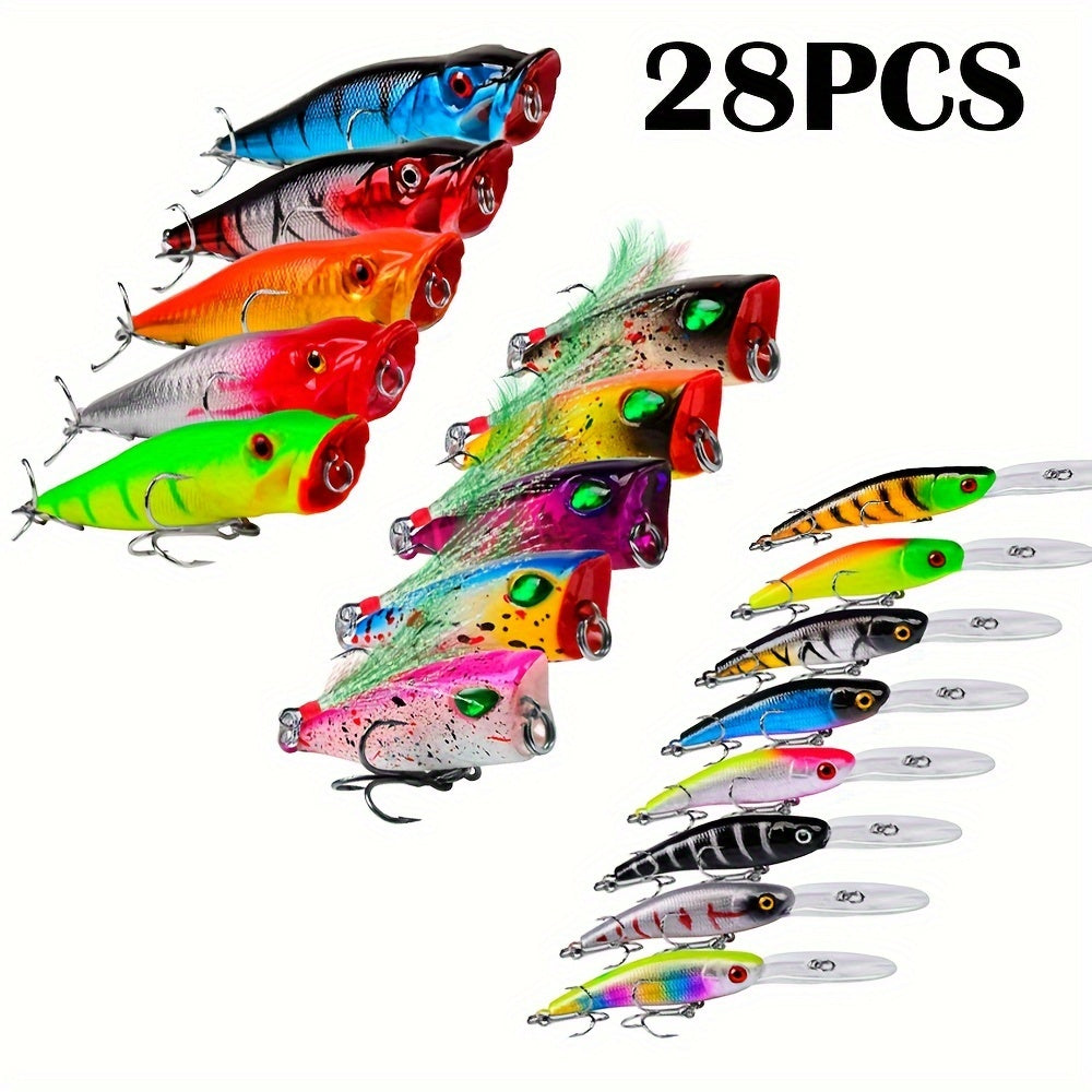 20 25 28pcs Popper Fishing Lure Minnow Sinking Bionic Plastic Fishing Bait