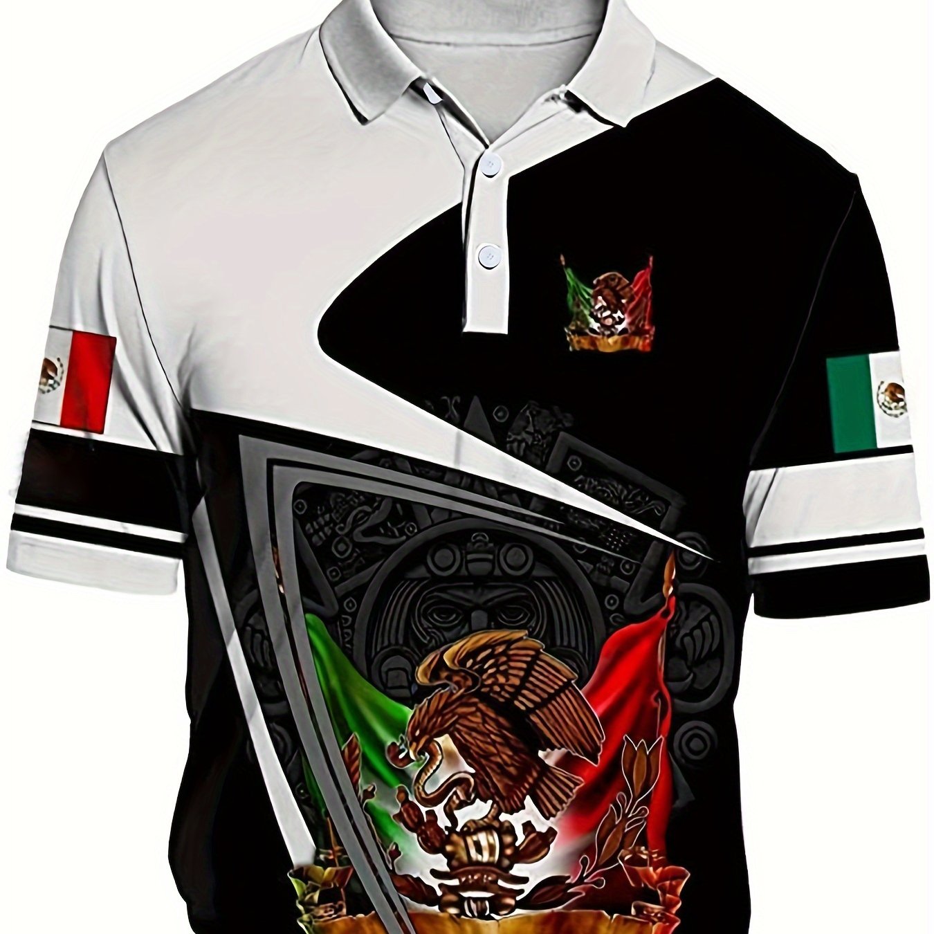 Eagle Snake Block Pattern Men's Casual Fit Shirt