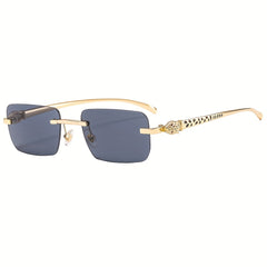 Leopard Head Sunglasses Retro Square Frameless