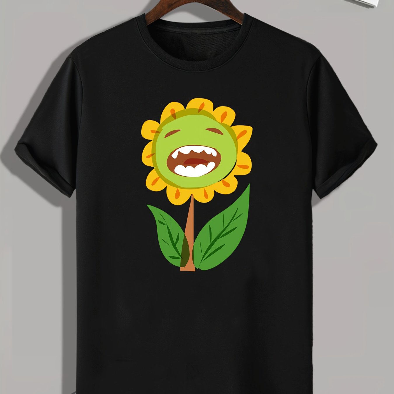 Sunflower Print Men's Graphic T-shirt for Summer