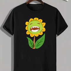 Sunflower Print Men's Graphic T-shirt for Summer
