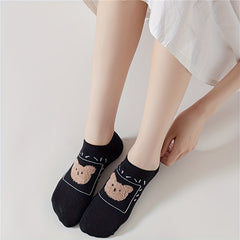 7 Pairs Cartoon Bear Print Socks & Ankle Socks Women's Stockings