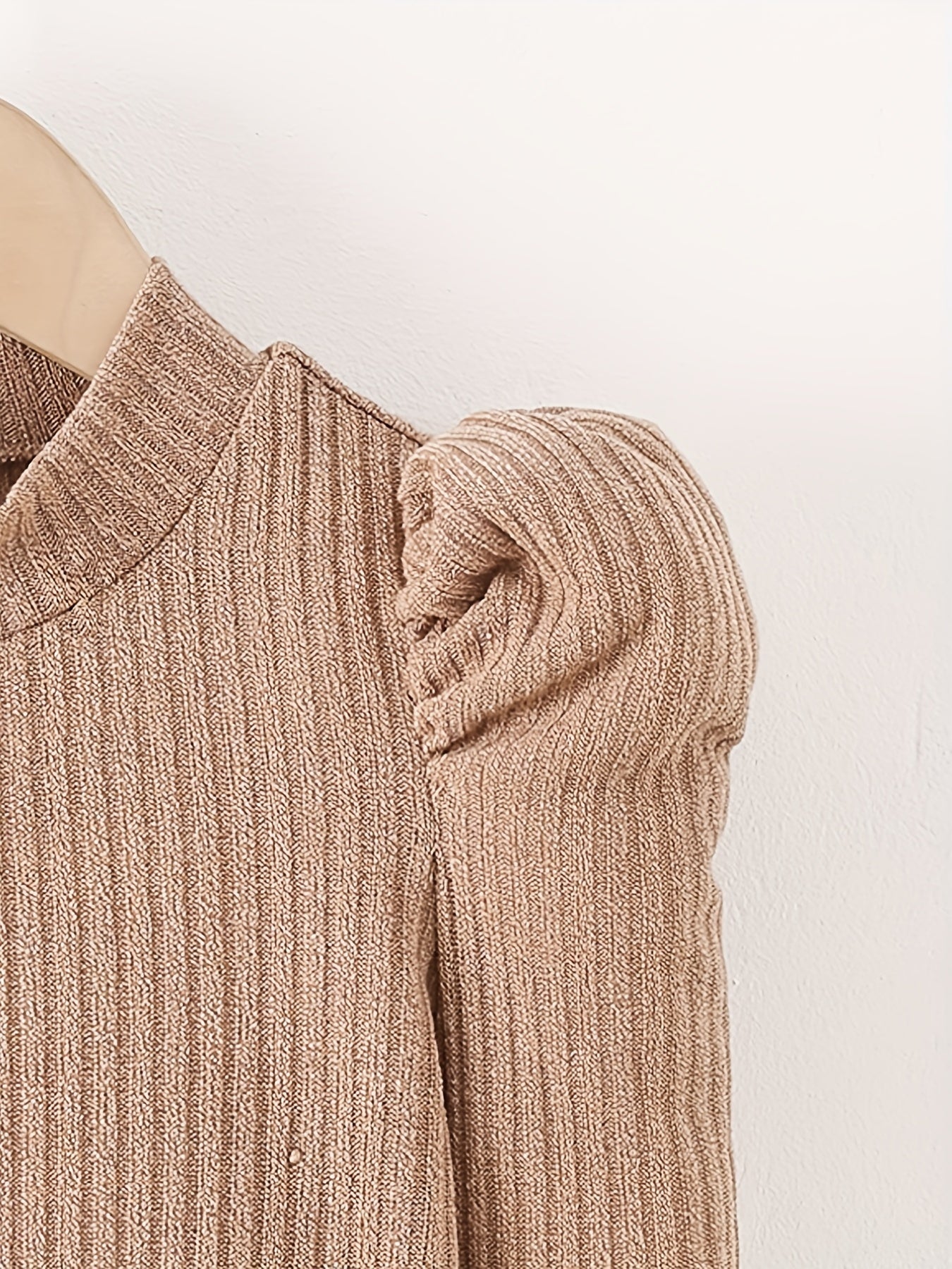 Girls Knit Sweater High Shoulder Long Sleeve Top