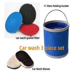 3pc Car Wash Tools Set Camping Bucket Auto Accessories