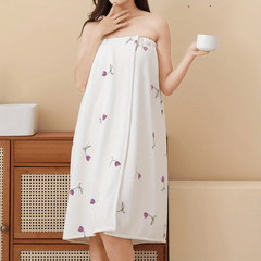 Quick Drying Tulip Pattern Bathrobe for Women - Absorbent Bath Skirt