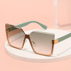 Women's Semi Rimless Oversized Sunglasses UV400 Gradient Shades with Case