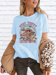Mushroom Print Short Sleeve T-Shirt for Women