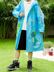 Girls Boys PVC Sun Protection Dino Print Rainbow Poncho Outdoor Gift