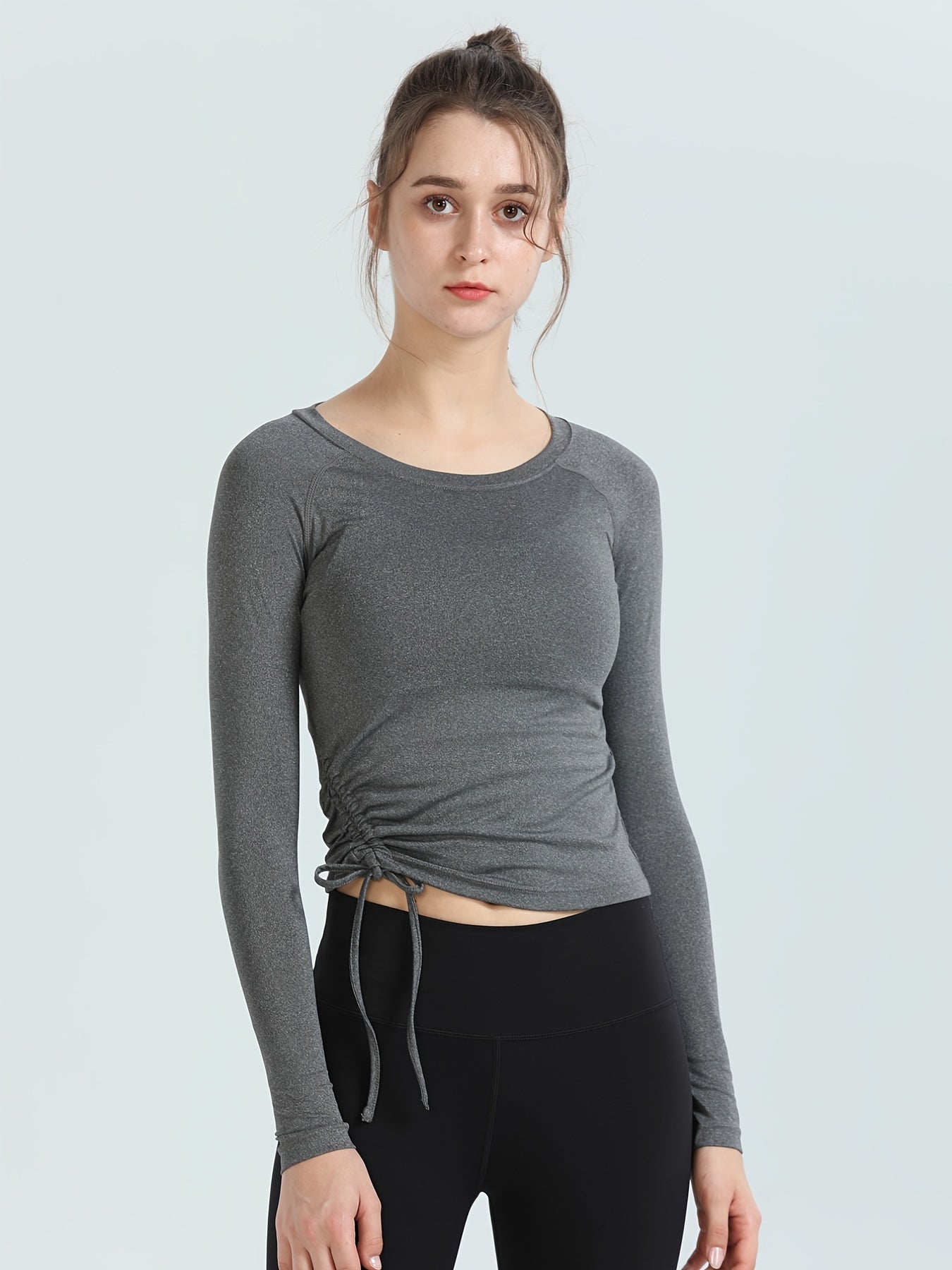 Women's Quick Dry Sports T Shirt with Side Drawstring