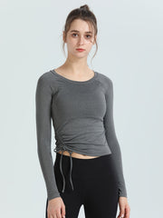 Women's Quick Dry Sports T Shirt with Side Drawstring