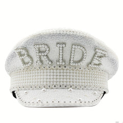 Sequin Faux Pearl Bride Hat for Bachelorette Parties