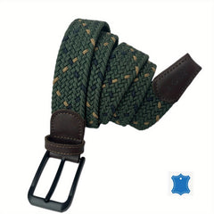 Elastic Army Green Square Plaited Belt Men's Canvas Woven Belt