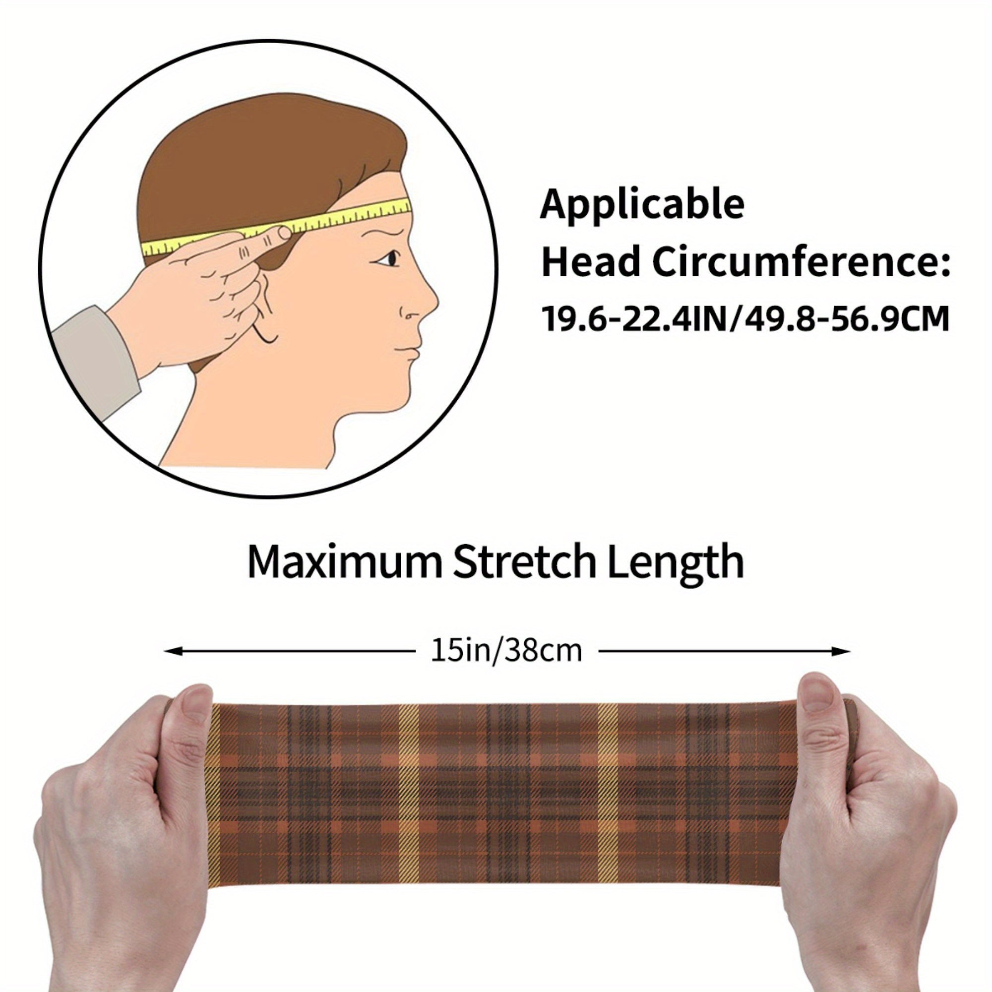 Men's Vintage Plaid Headband Soft Grip for Gym Running Casual Non Slip Hairband