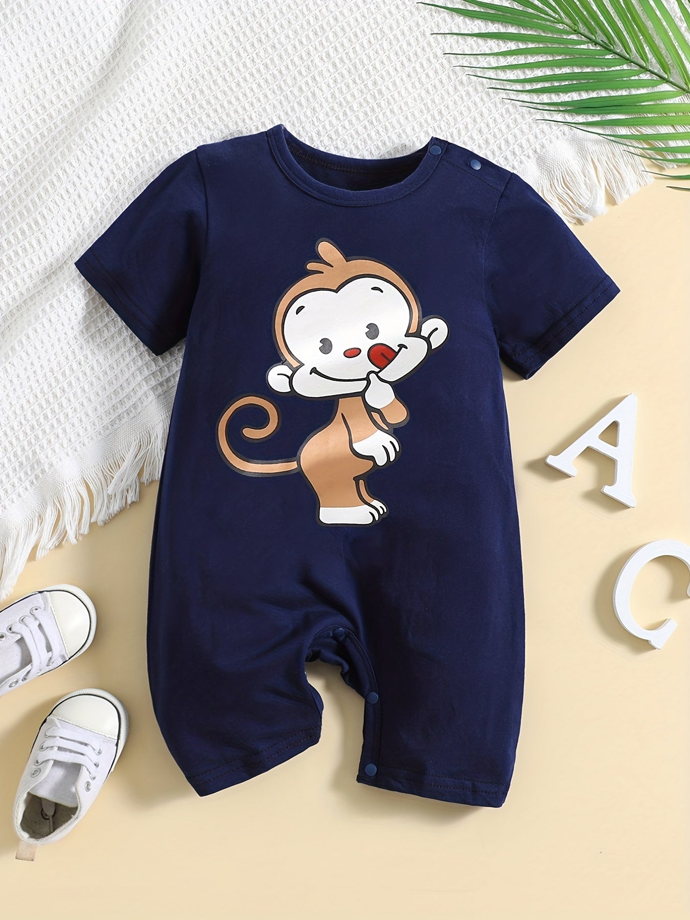 Baby Boys Dino Print Romper Short Sleeve Jumpsuit