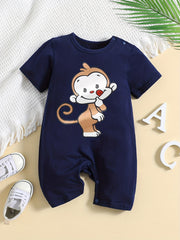 Baby Boys Dino Print Romper Short Sleeve Jumpsuit