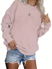 Solid Crew Neck Long Sleeve Sweatshirt