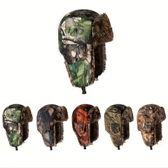 Camouflage Fleece Thermal Hat With Ear Protection