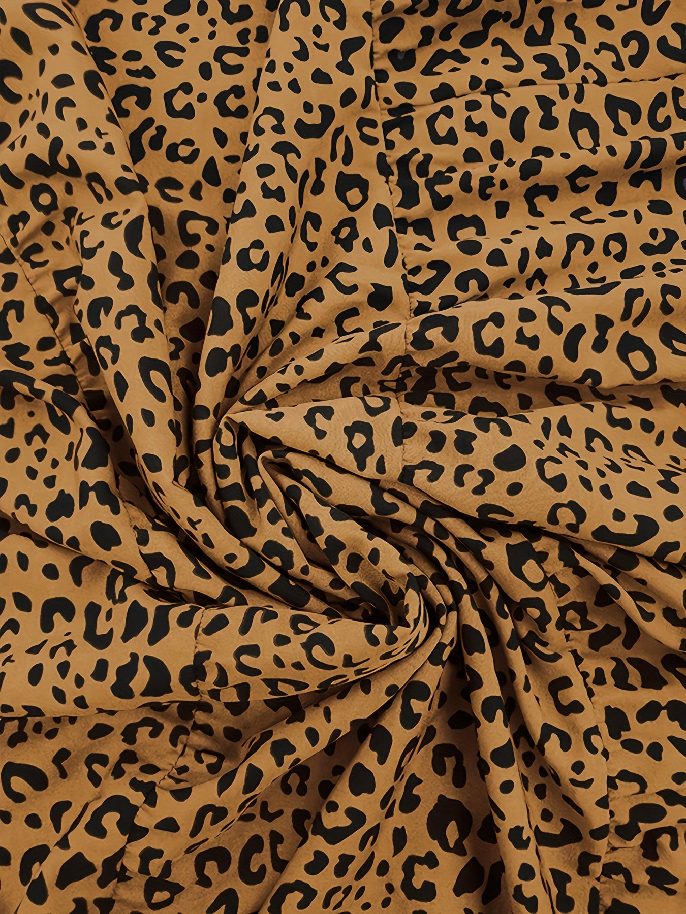 Women's Leopard Print Lantern Sleeve Maxi Dress