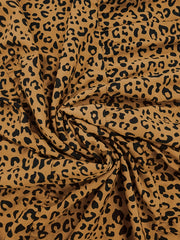 Women's Leopard Print Lantern Sleeve Maxi Dress