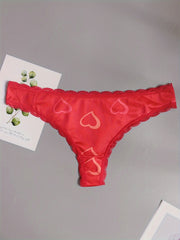 5 Pack Plus Size Women's Floral & Heart Print Lace Thongs Set