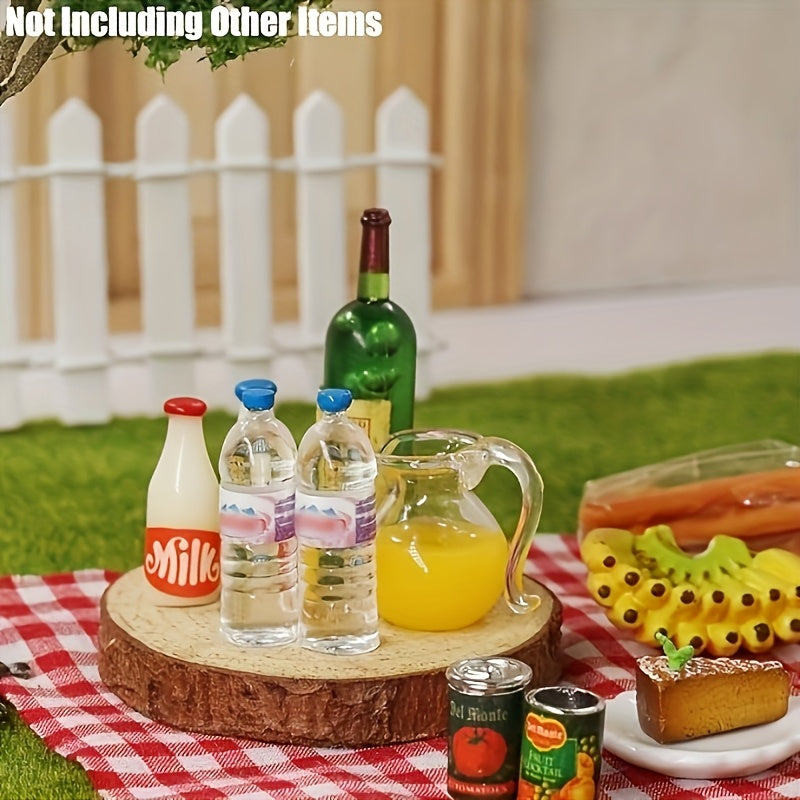 Mini Plastic Water Bottle Mix Set of 6 with Lids 1:12 Scale