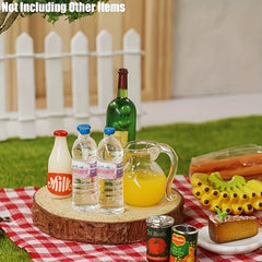 Mini Plastic Water Bottle Mix Set of 6 with Lids 1:12 Scale