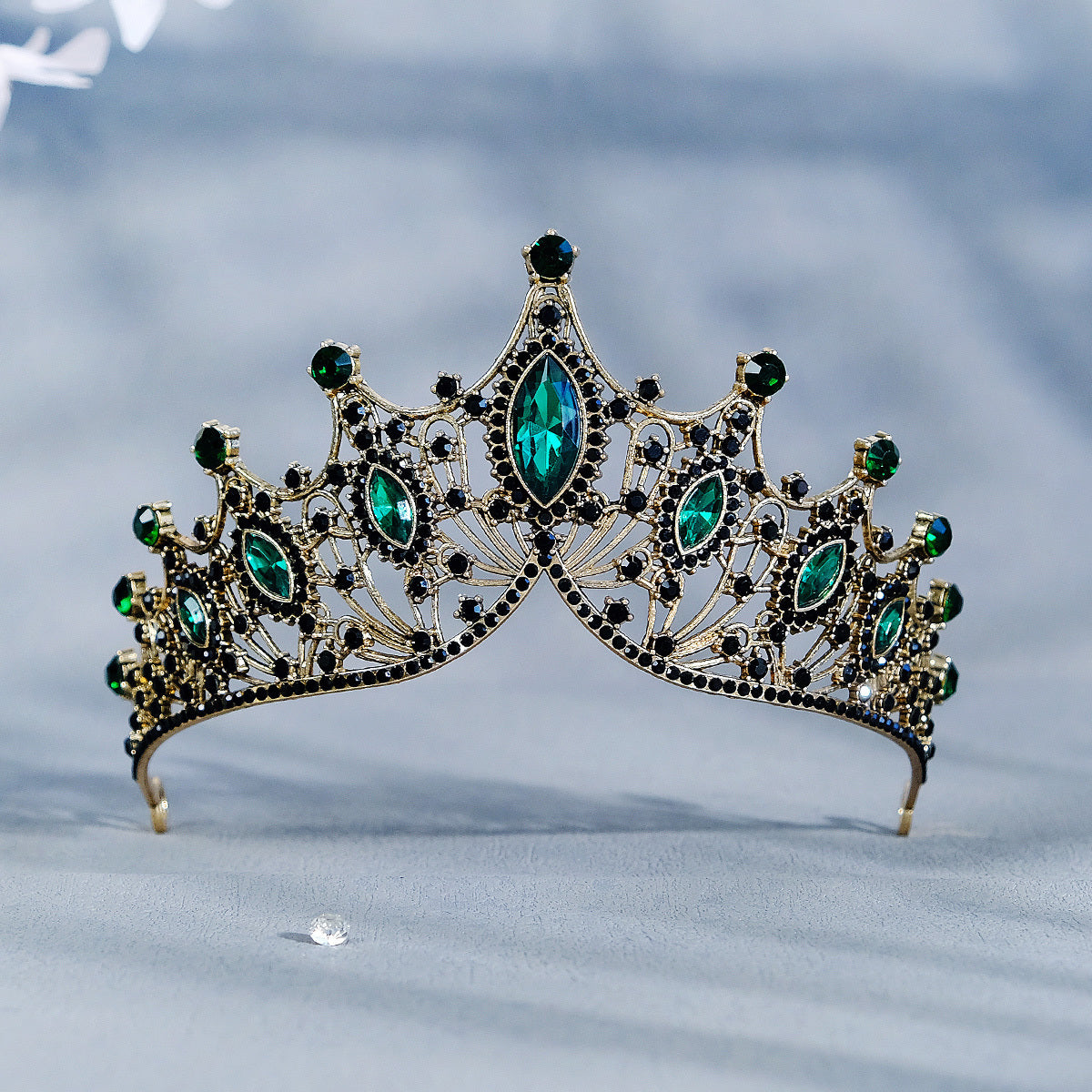 Baroque Queen Crown Rhinestone Wedding Tiara Crystal Vintage Princess Crown