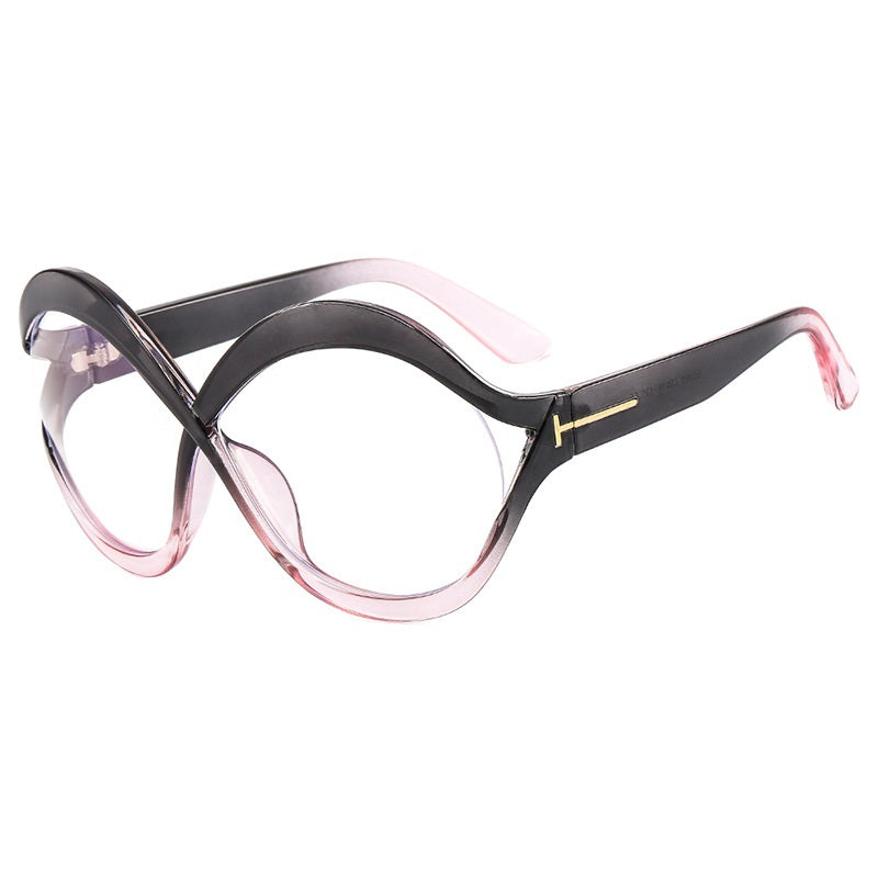 T Shape Oversized Square Sunglasses Vintage Ladies Stylish Round Glasses