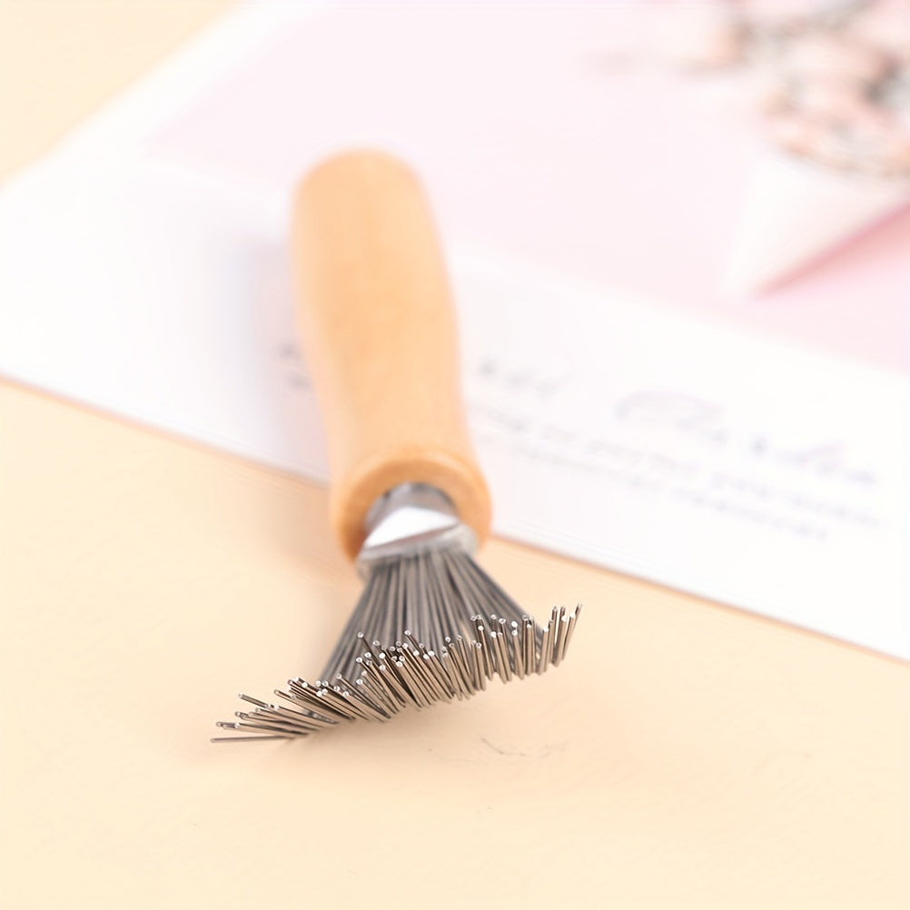 Wooden Hair Brush & Comb Cleaning Tool with Handle