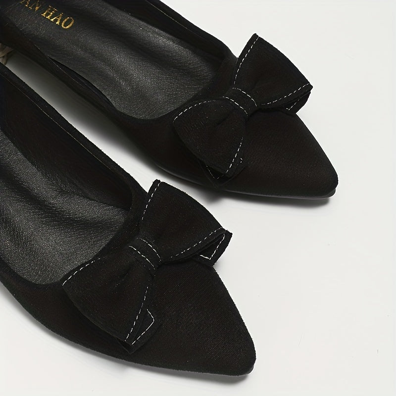 Women's Bowknot Ballet Flats Pointed Toe Slip On Shoes Comfy Walking Flats