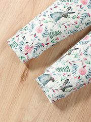 Girls Camisole Jumpsuit Rabbit Floral Print Pants