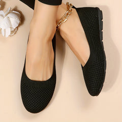 Women's Comfortable Knit Flat Shoes Soft Sole Casual Walking Flats