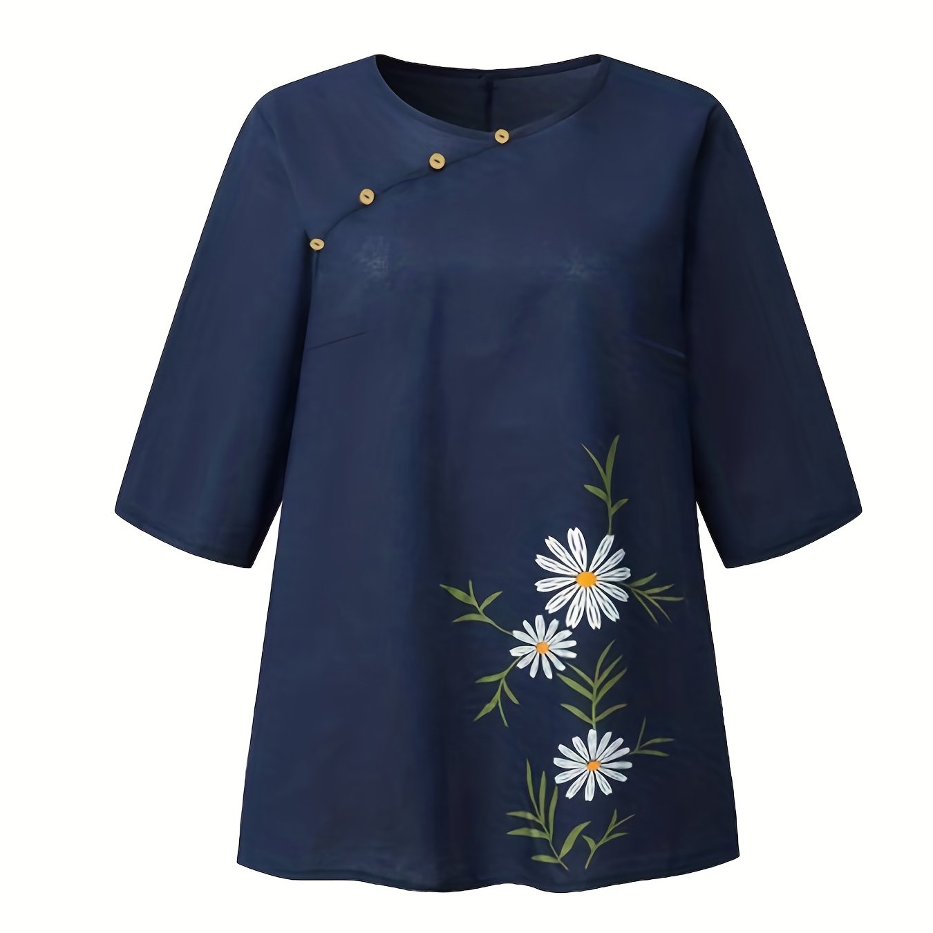 Retro Blouse Women's Plus Floral Print