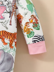 Cartoon Animal Print Baby Jumpsuit Long Sleeve Romper