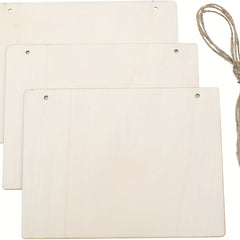 3pcs Blank Wooden Signs With Crafts Hanging Boards 23.9x6.5 Inches