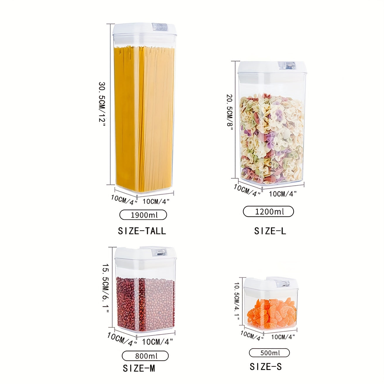3pcs Food Storage Container Set With Seal Lid Stackable Organizer