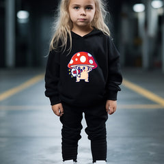 OERYUI Mushroom Print Hooded Pullover Pants Set For Sports Spring Fall