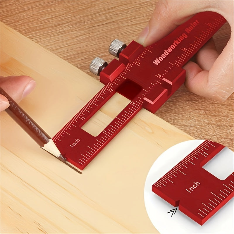 Precision Pocket Ruler For Woodworking Inch Metric T Score Square Ruler